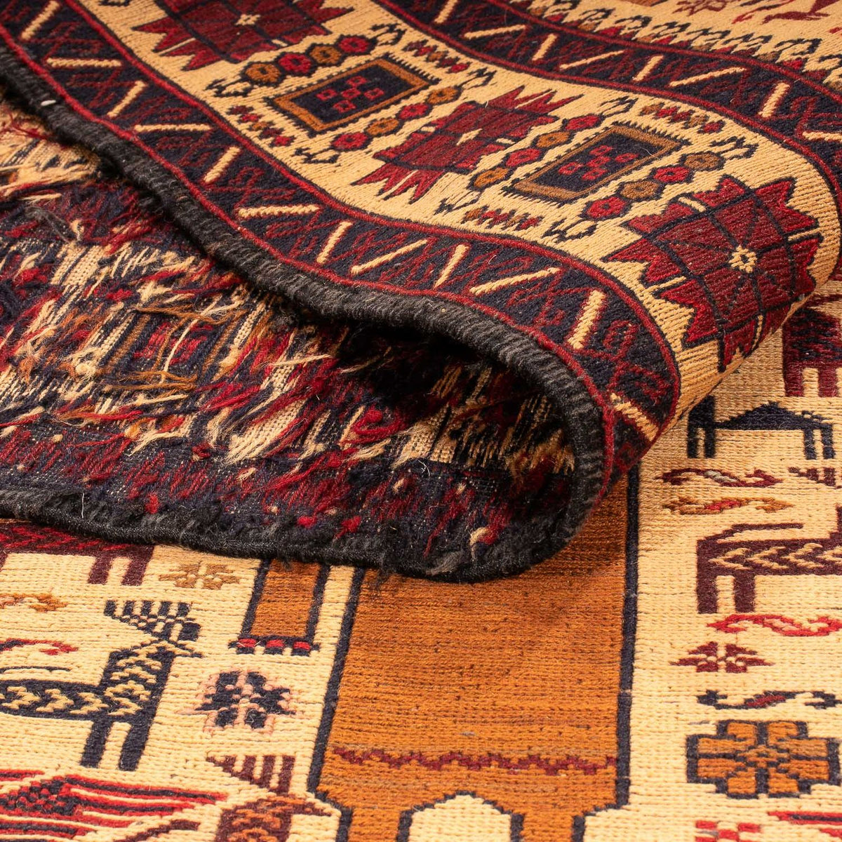 Kelim-tæppe - orientalsk - 194 x 124 cm - lys brun