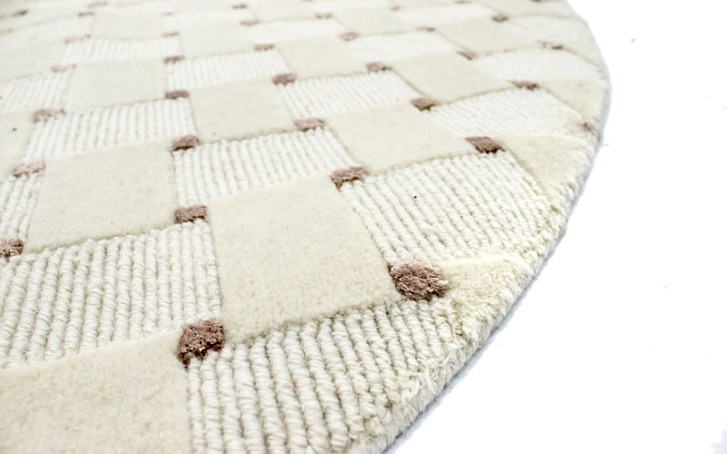 Nepal Tæppe rundt  - 150 x 150 cm - beige