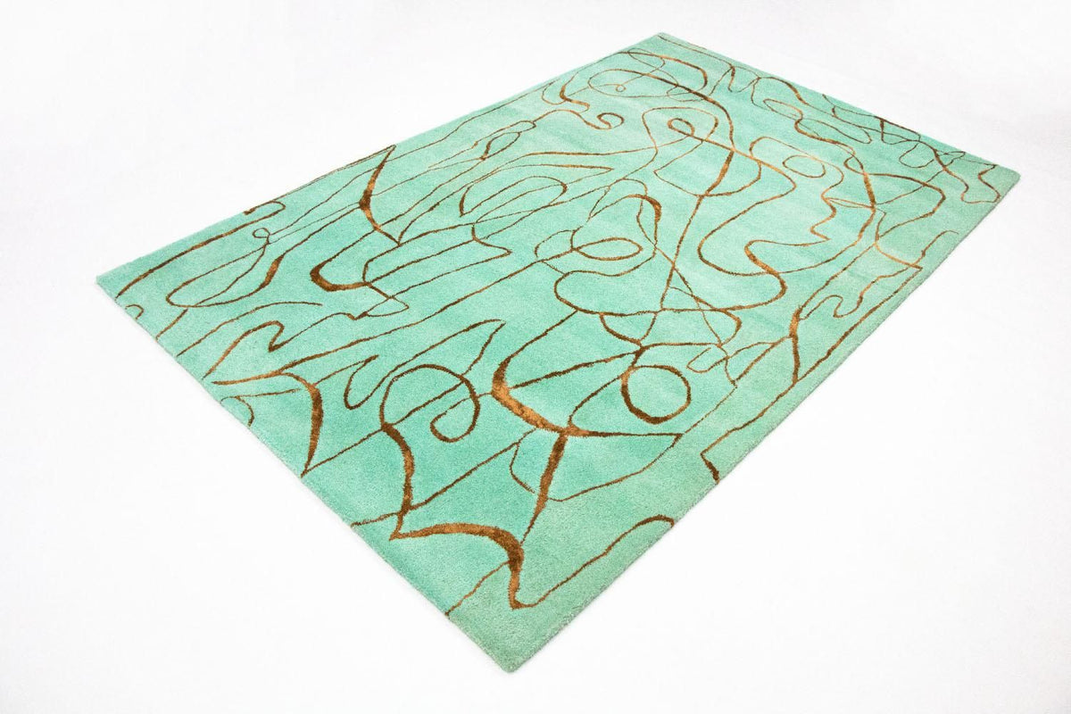 Designer tæppe - 246 x 154 cm - turkis