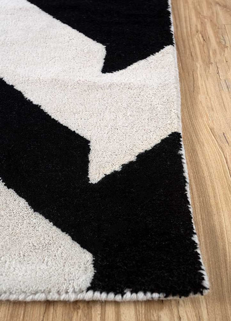 Uldtæppe - 235 x 148 cm - sort og hvid