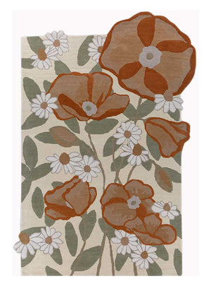 Uldtæppe særlig form  - 270 x 180 cm - flerfarvet