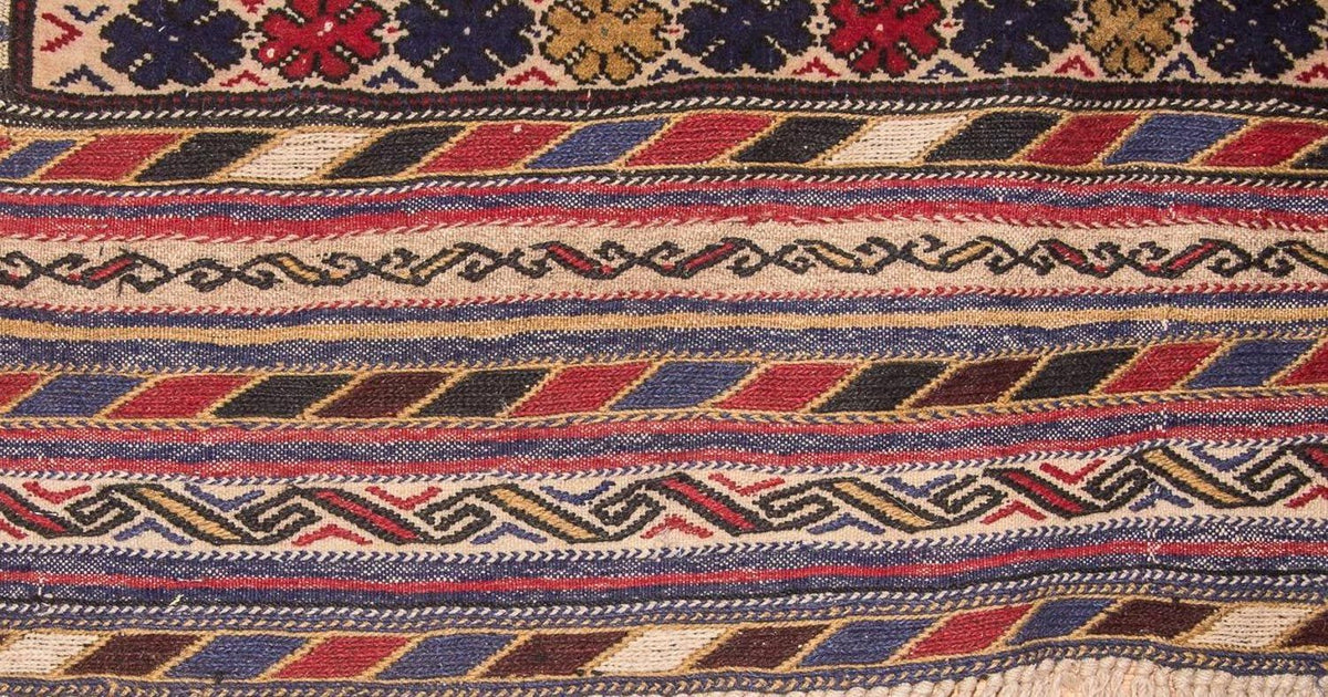 Kelim-tæppe - gammelt - 276 x 185 cm - beige