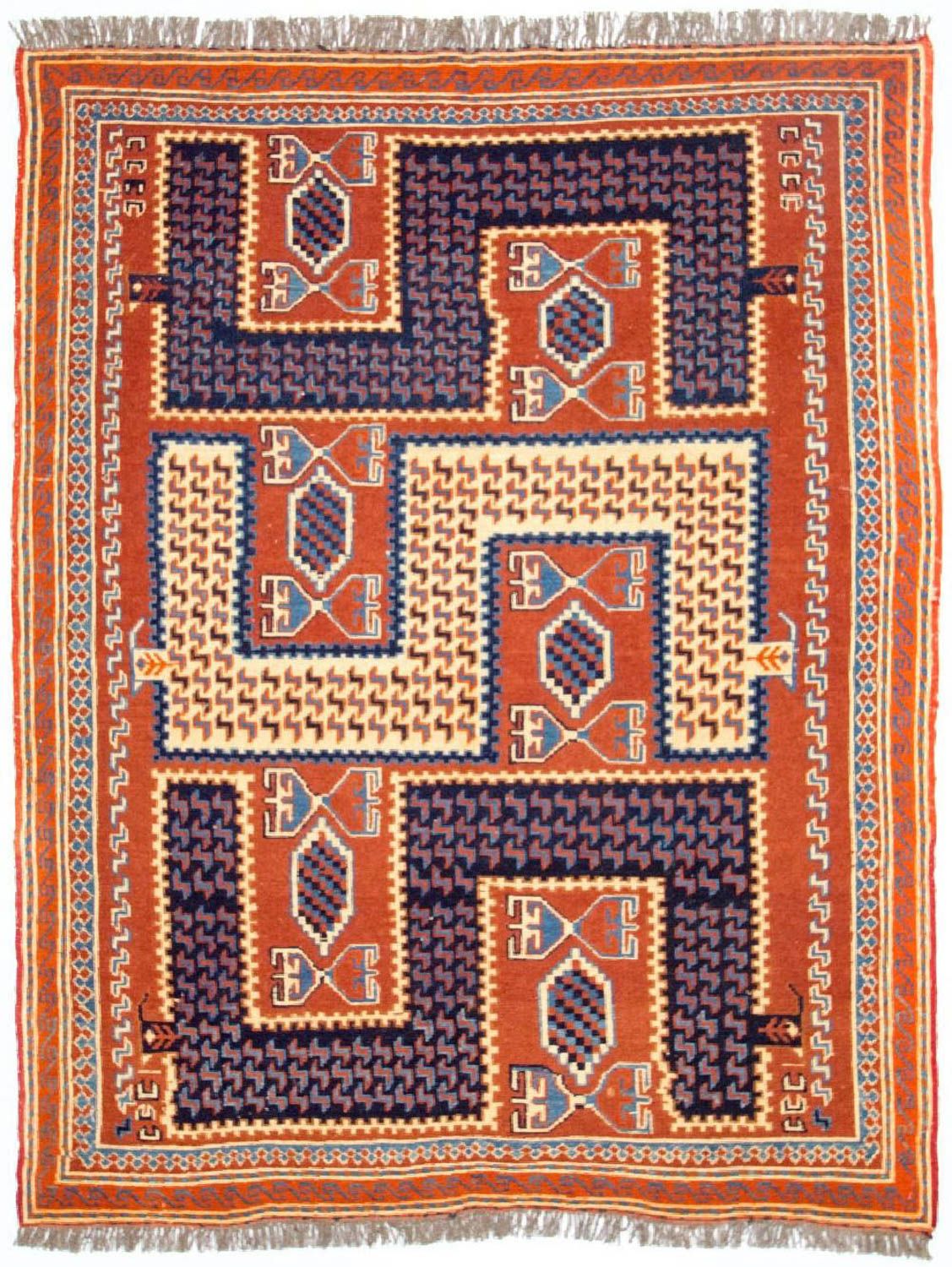 Kelim-tæppe - orientalsk - 185 x 145 cm - flerfarvet