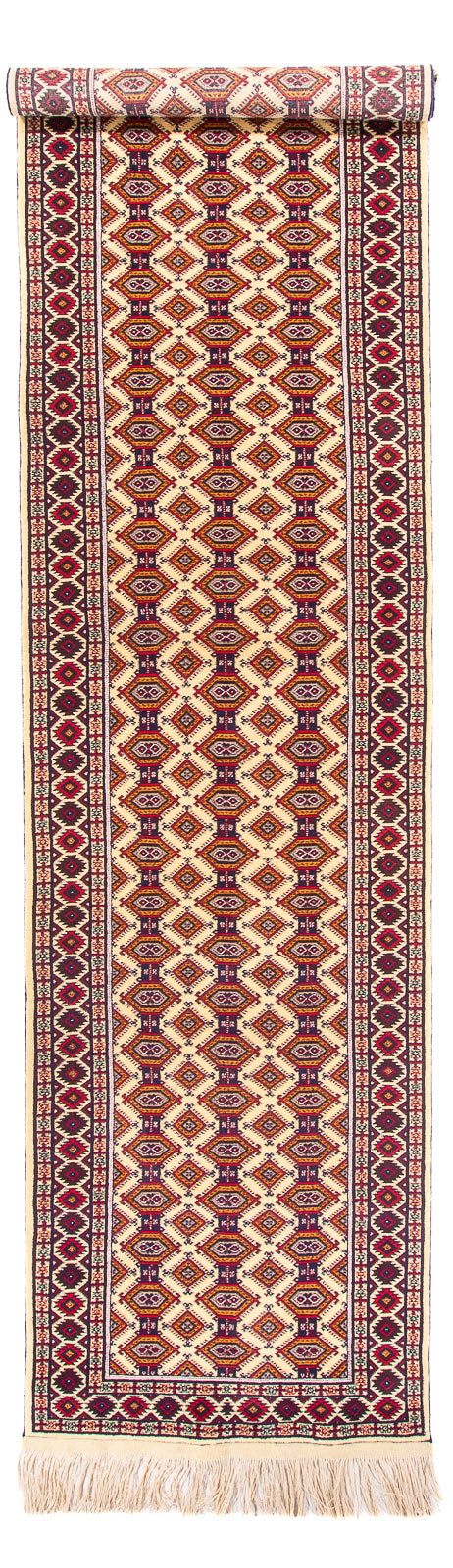 Løber Afghansk tæppe - 390 x 90 cm - beige