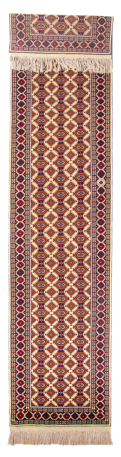 Løber Afghansk tæppe - 390 x 90 cm - beige