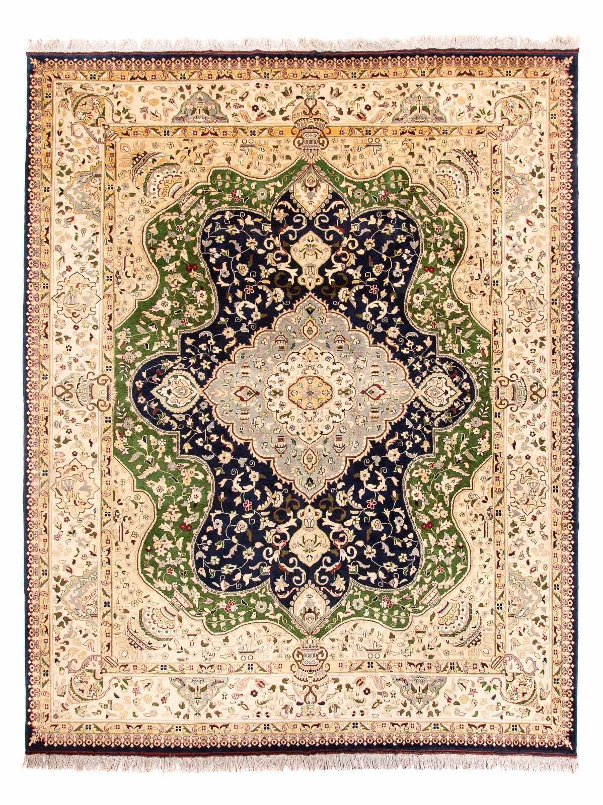 Afghansk tæppe - 389 x 296 cm - mørkeblå
