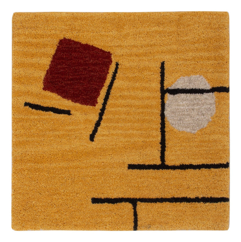 Uldtæppe firkantet  - 47 x 47 cm - guld