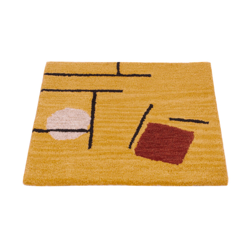 Uldtæppe firkantet  - 47 x 47 cm - guld