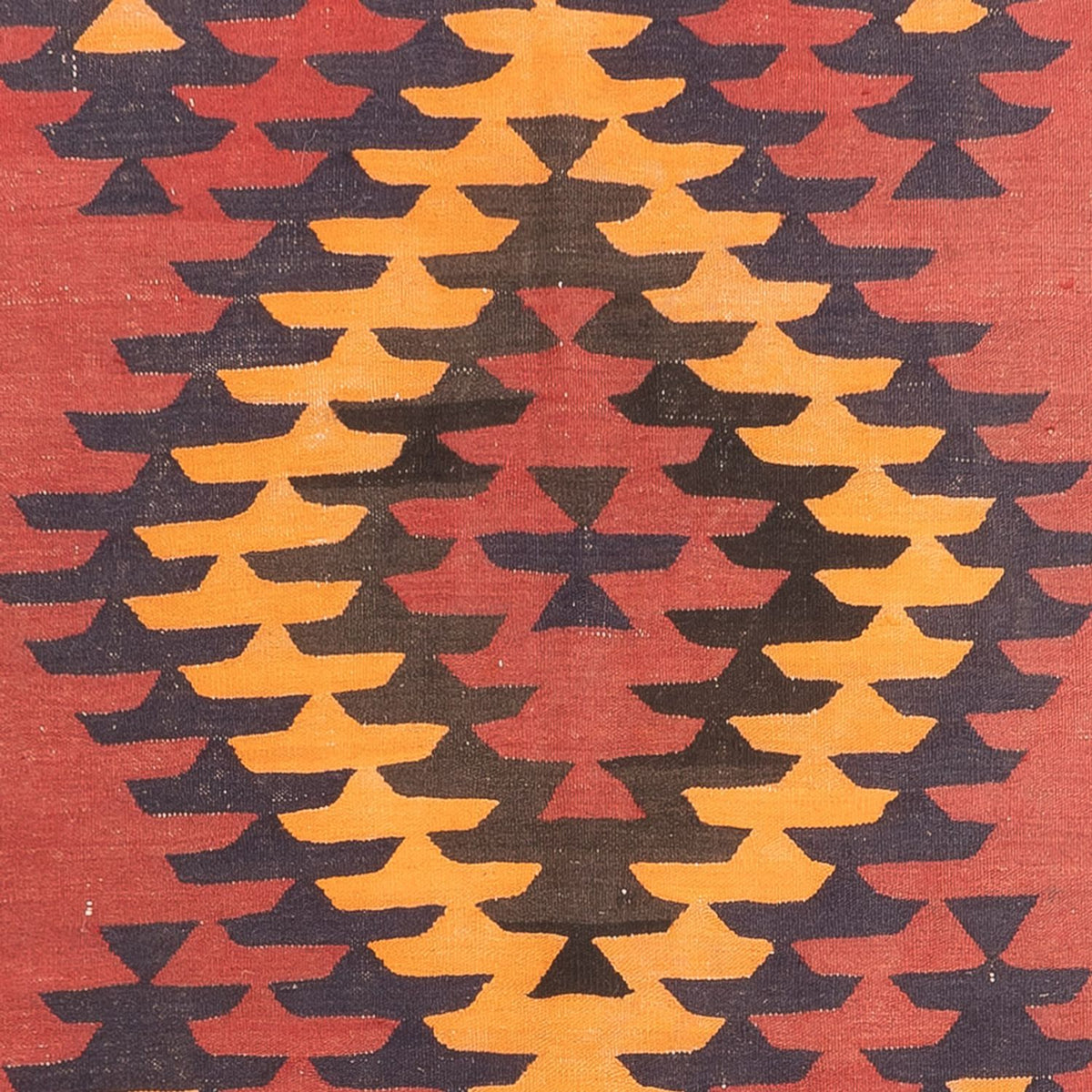 Løber Kelim-tæppe - gammelt - 423 x 140 cm - mørkerød