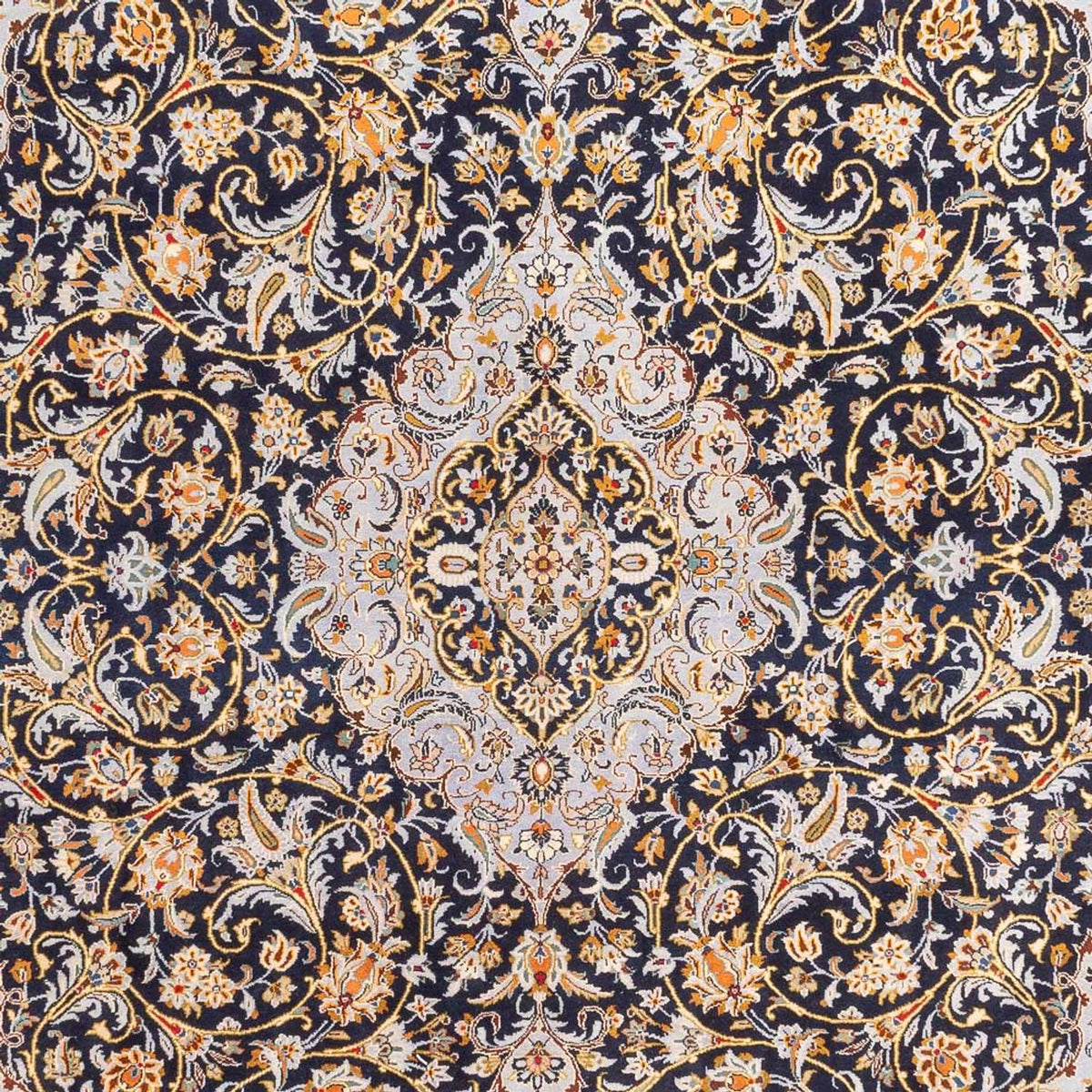 Persisk tæppe - Keshan - 425 x 307 cm - mørkeblå