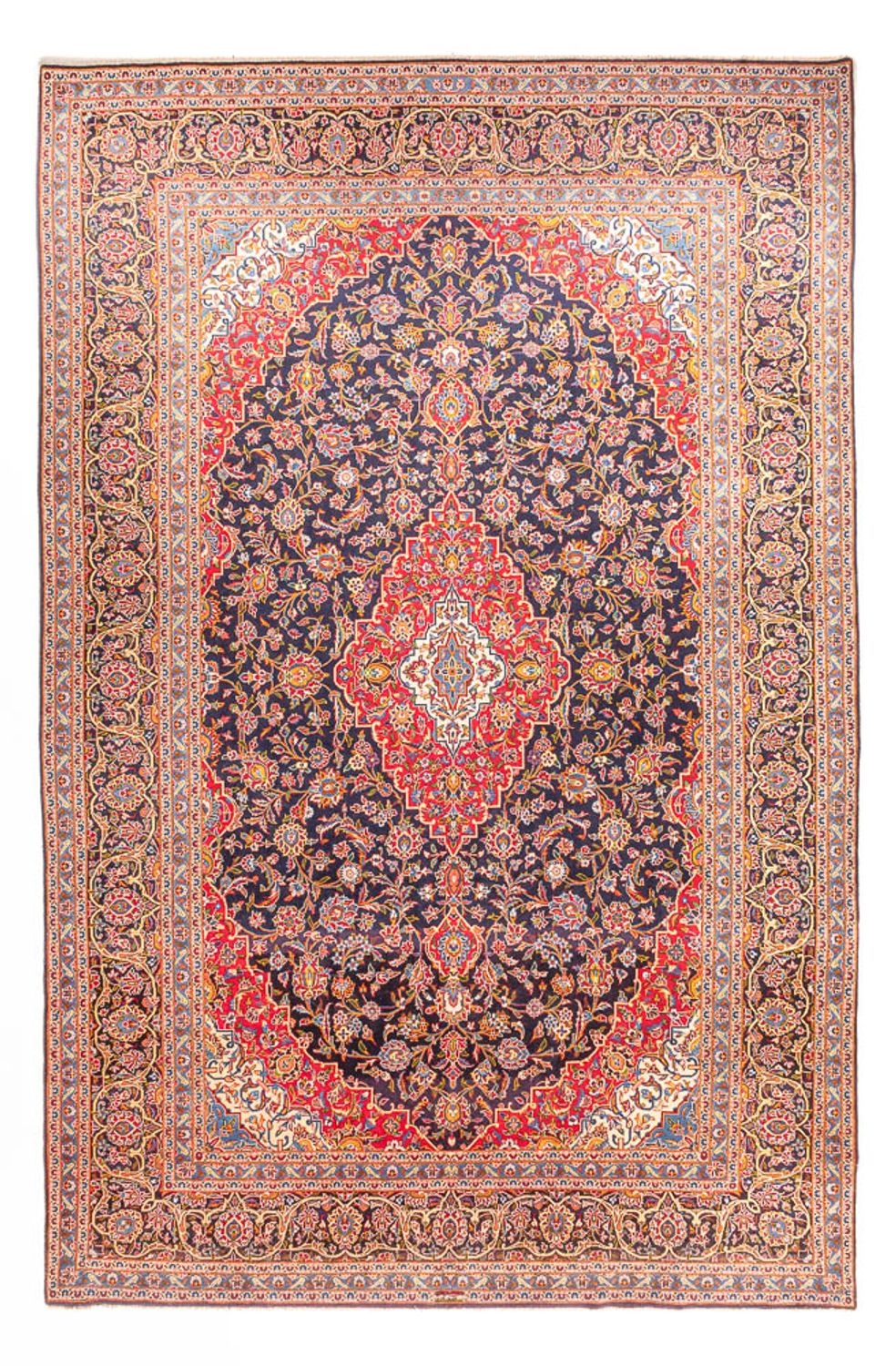 Persisk tæppe - Keshan - 445 x 310 cm - mørkeblå