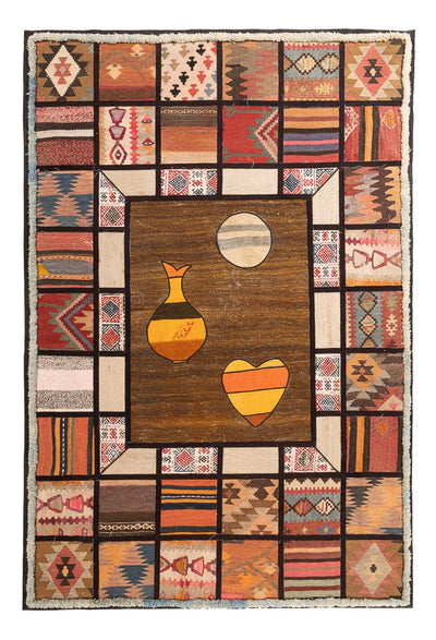 Patchwork-tæppe 135x200cm - Perserteppich Wollteppich