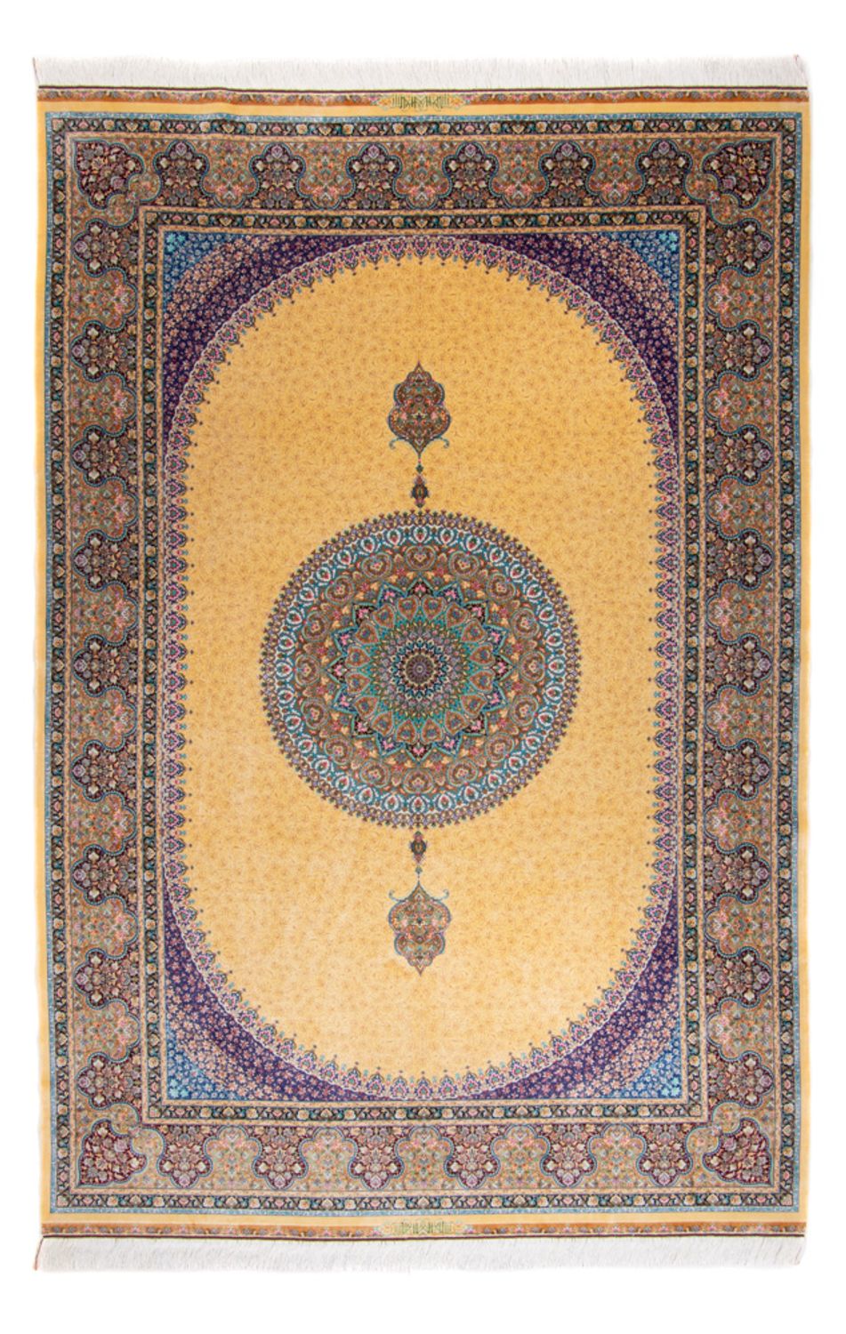Persisk tæppe - Ghom - 300 x 200 cm - guld