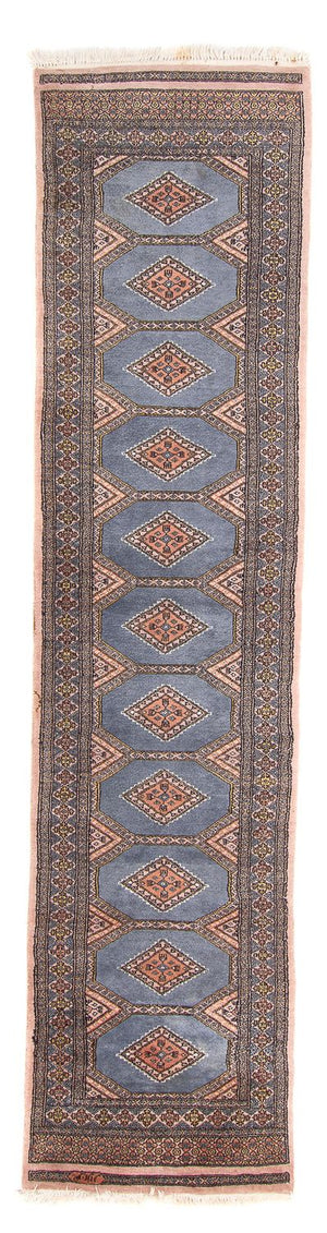 Løber Pakistan Tæppe - 325 x 80 cm - lyseblå