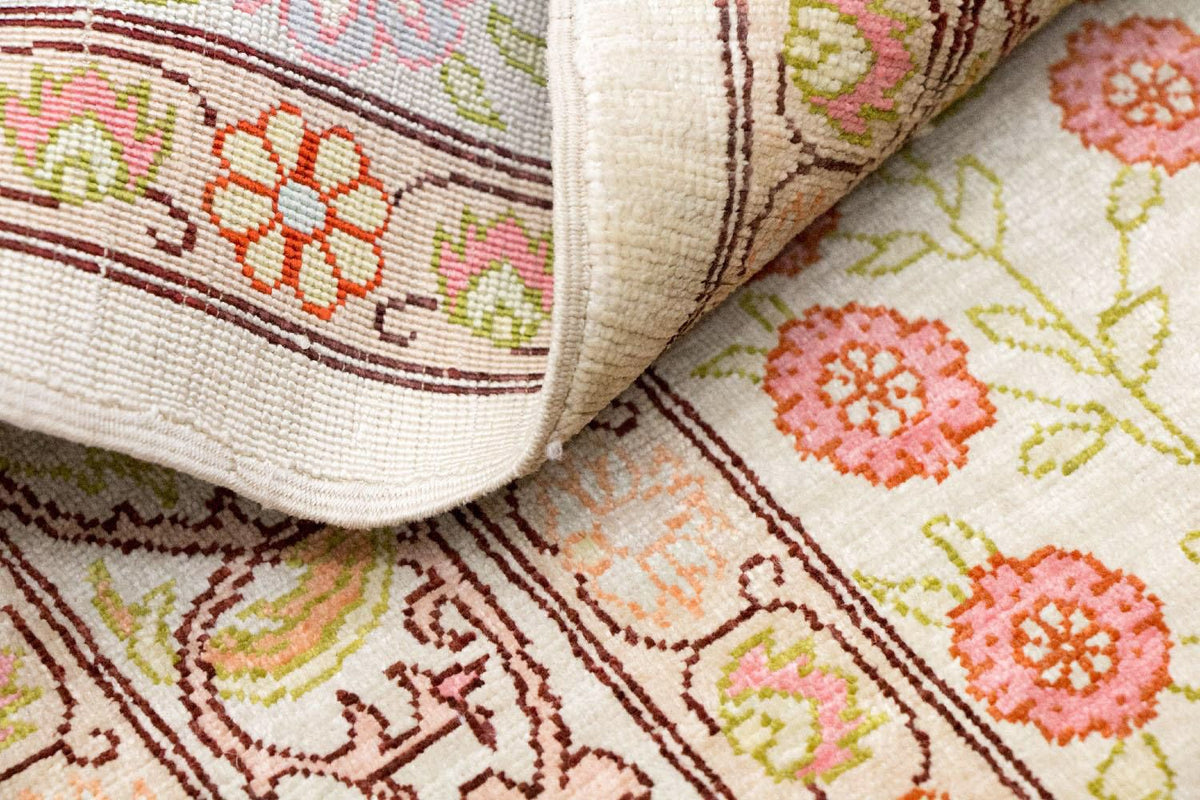 Silketæppe - Hereke Silk - Premium - 100 x 64 cm - beige