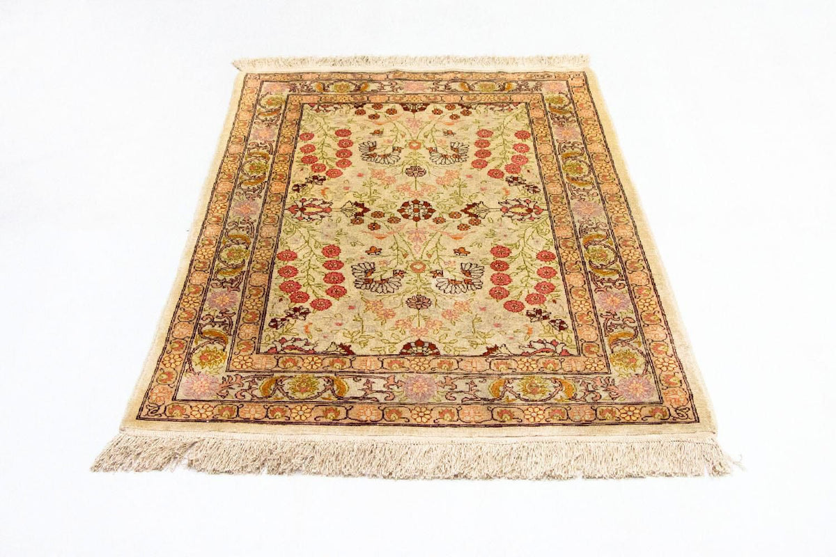 Silketæppe - Hereke Silk - Premium - 100 x 64 cm - beige