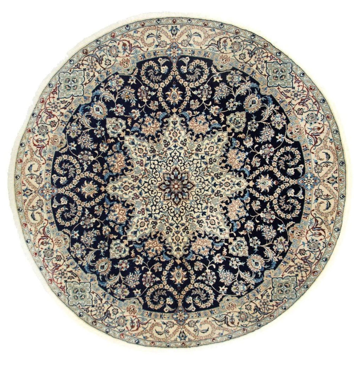 Persisk tæppe - Nain - Royal rundt - 210 x 210 cm - mørkeblå