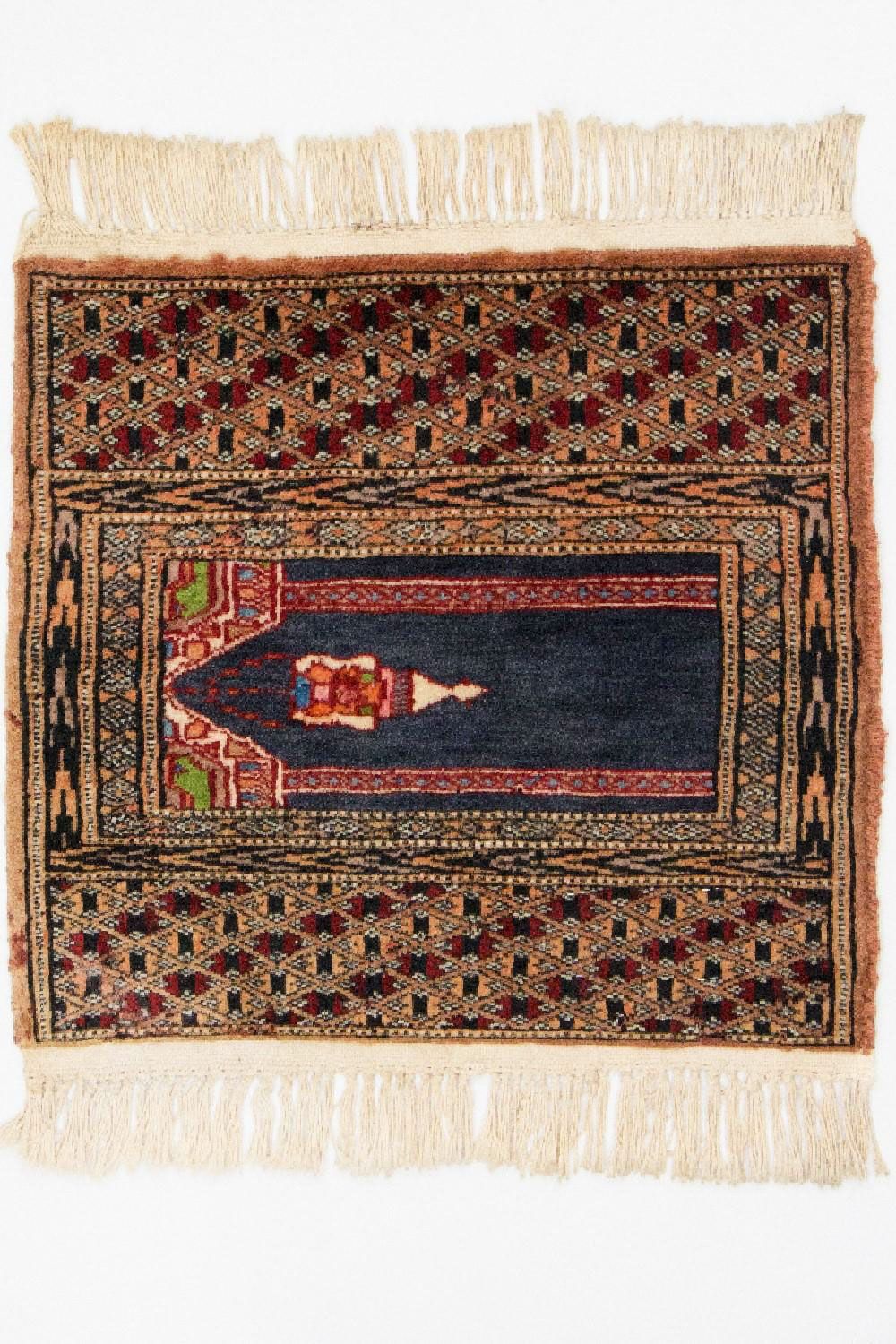 Afghansk tæppe - Bukhara firkantet - 47 x 44 cm - blå
