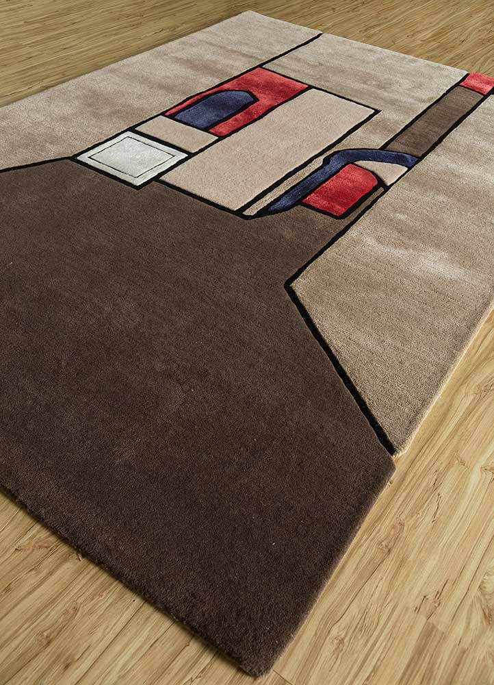 Uldtæppe særlig form  - 240 x 170 cm - beige