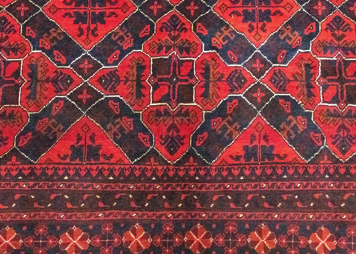 Afghansk tæppe - Kunduz - 298 x 199 cm - rød