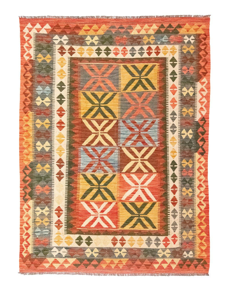 Kelim-tæppe - orientalsk - 205 x 150 cm - orange