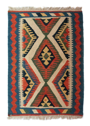 Kelim-tæppe - orientalsk - 90 x 64 cm - beige