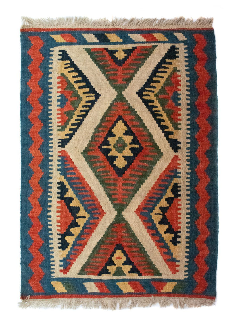 Kelim-tæppe - orientalsk - 90 x 64 cm - beige