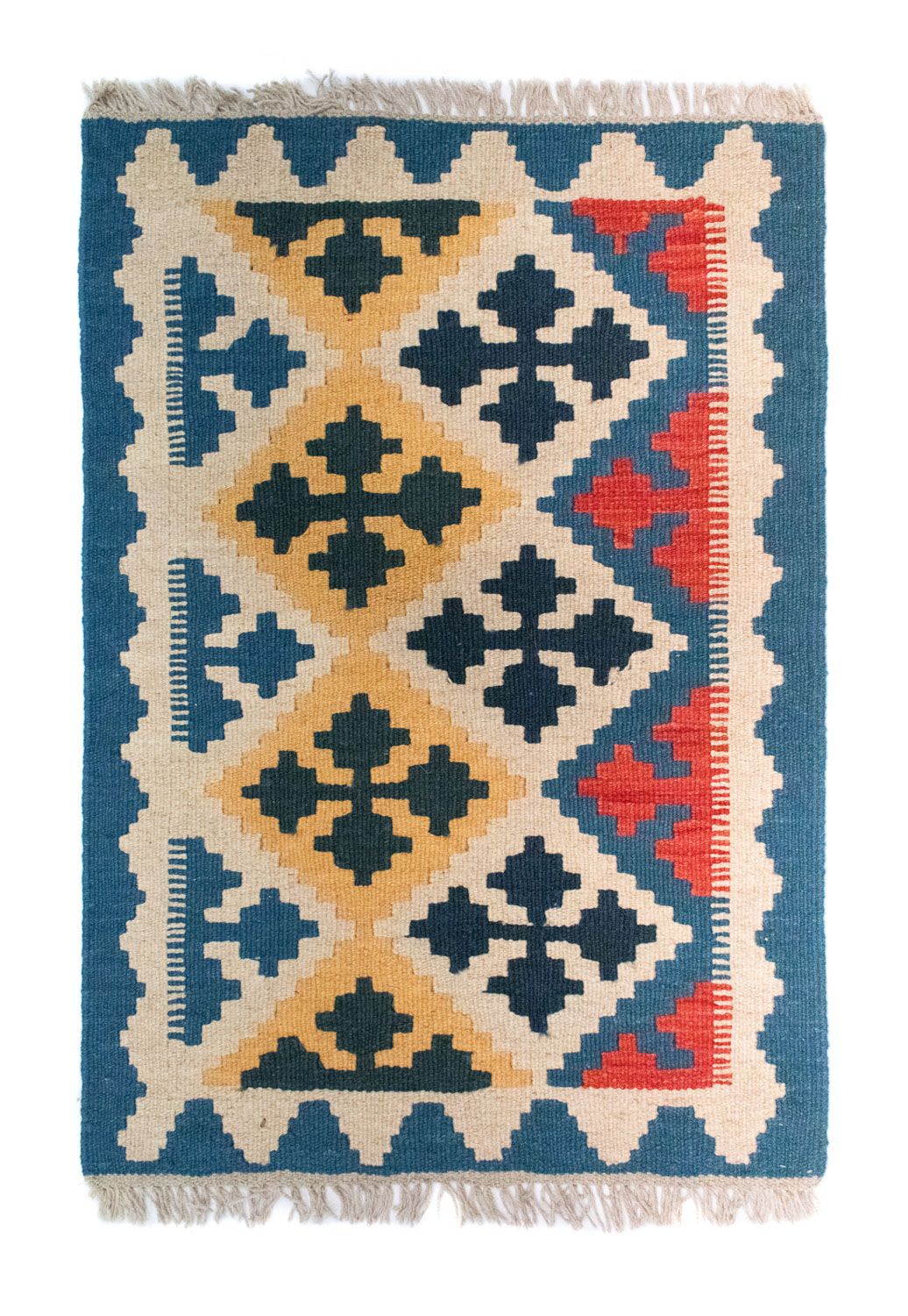 Kelim-tæppe - orientalsk - 86 x 61 cm - blå