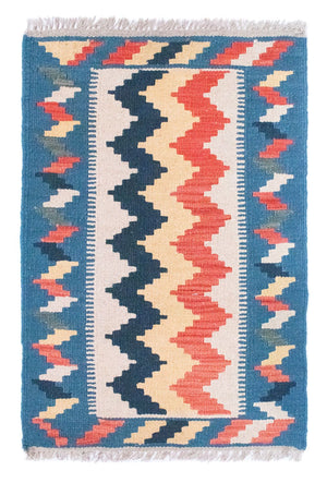 Kelim-tæppe - orientalsk - 91 x 61 cm - blå