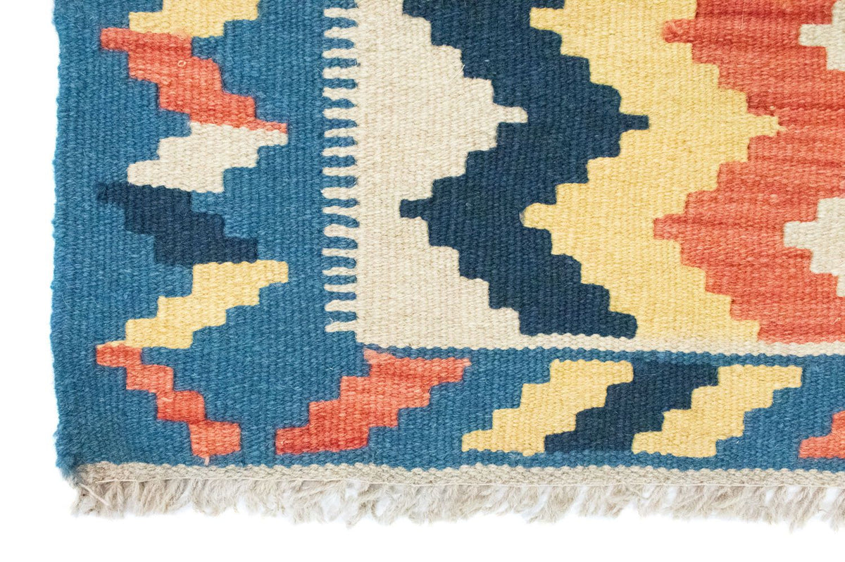 Kelim-tæppe - orientalsk - 91 x 61 cm - blå