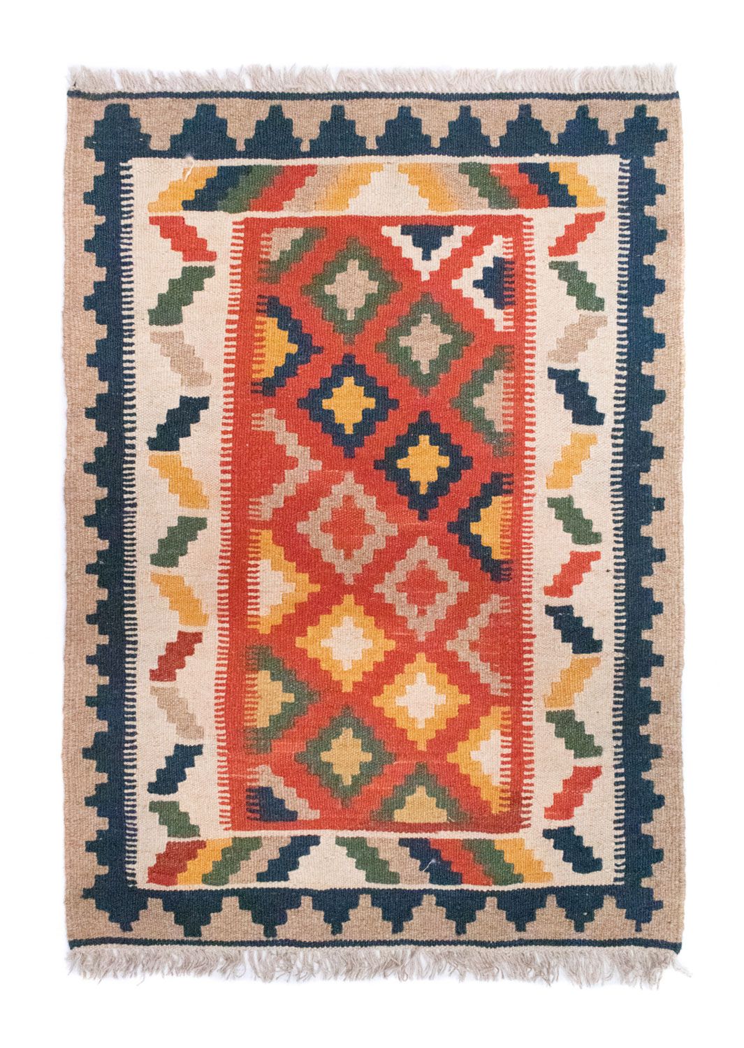 Kelim-tæppe - orientalsk - 91 x 66 cm - orange