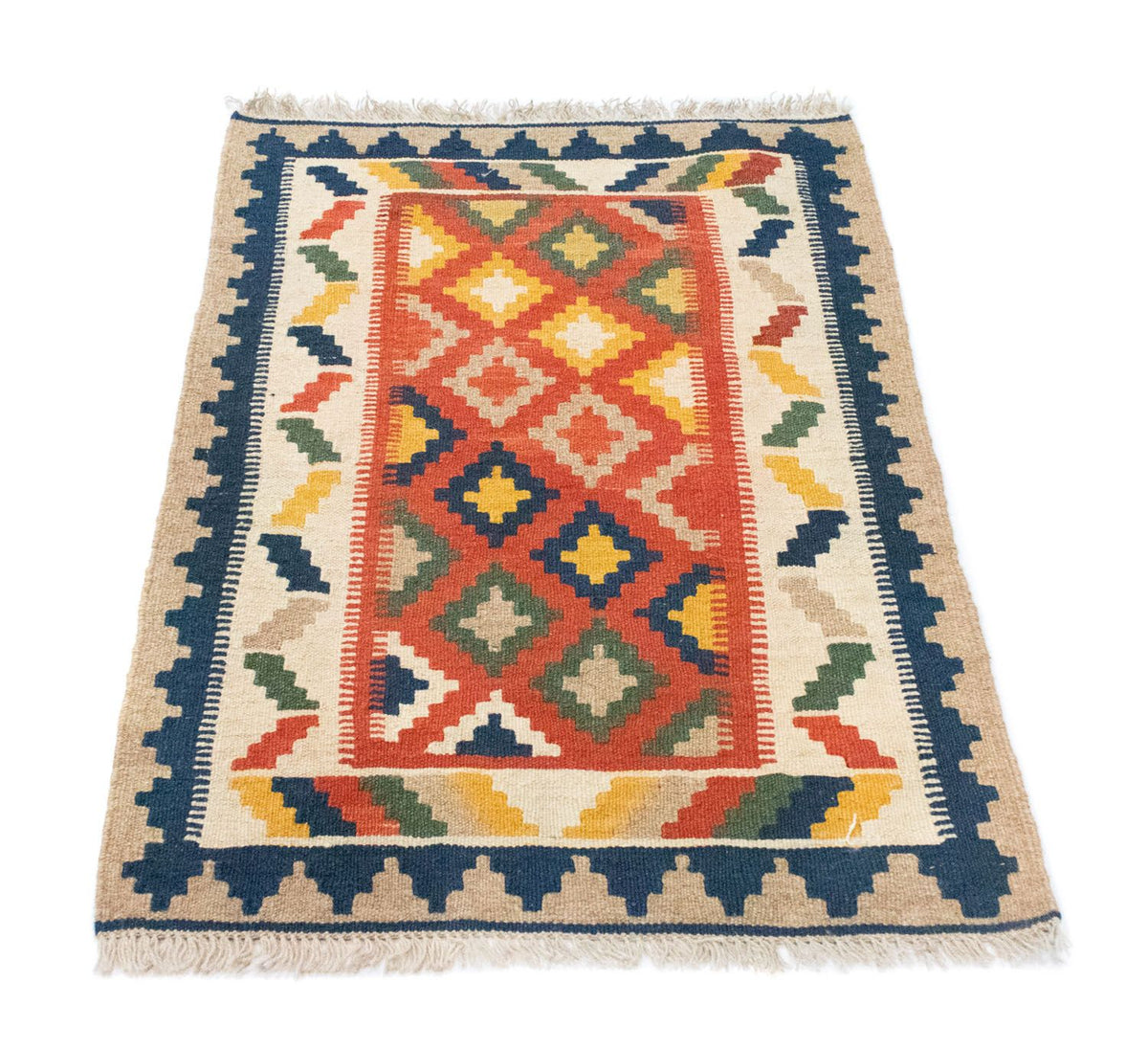 Kelim-tæppe - orientalsk - 91 x 66 cm - orange