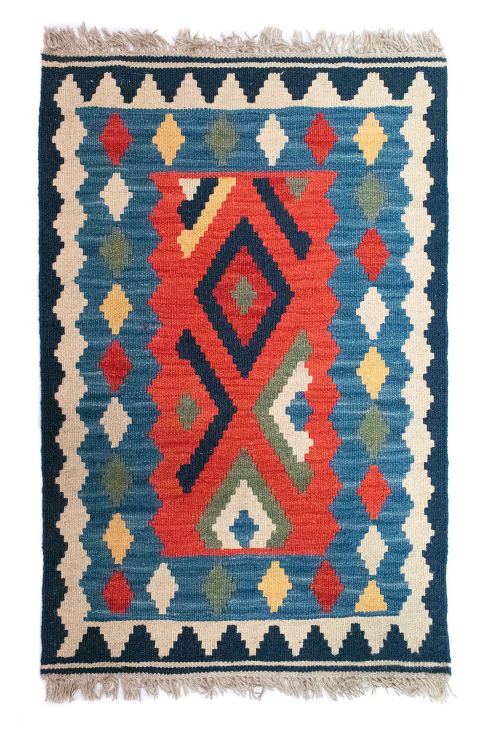 Kelim-tæppe - orientalsk - 96 x 63 cm - flerfarvet