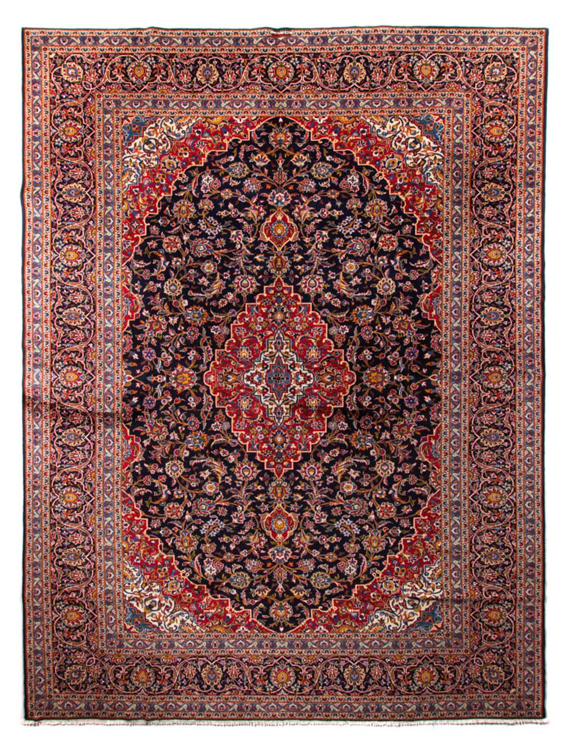 Persisk tæppe - Keshan - 425 x 318 cm - mørkeblå