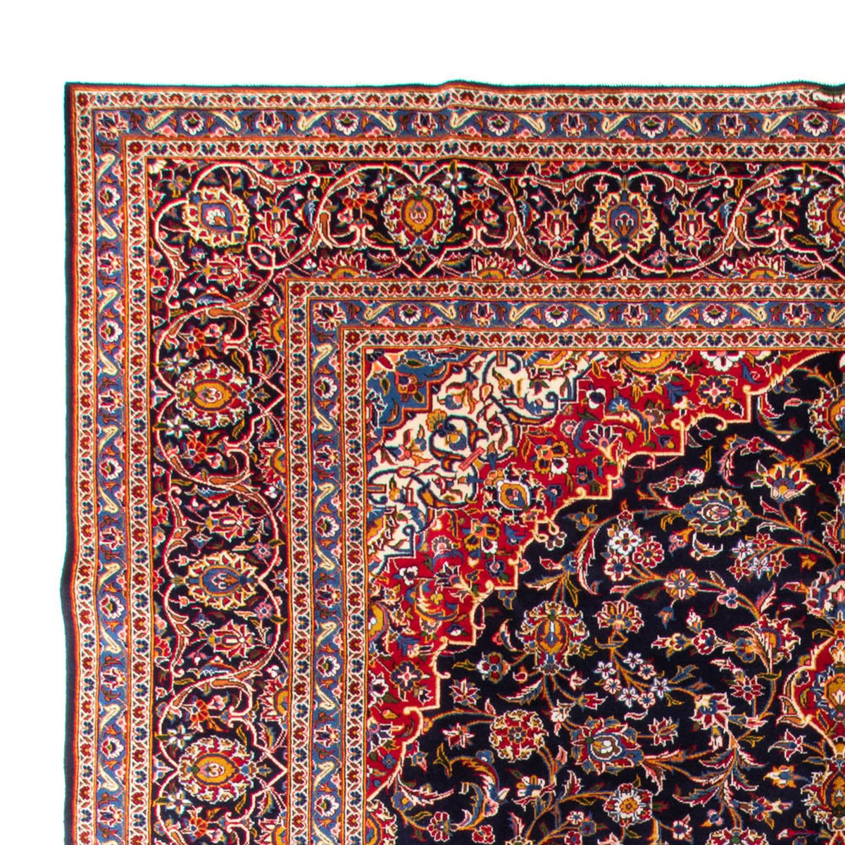 Persisk tæppe - Keshan - 425 x 318 cm - mørkeblå