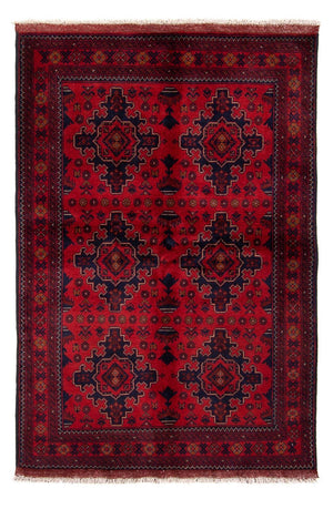 Afghansk tæppe - Kunduz - 192 x 128 cm - mørkerød