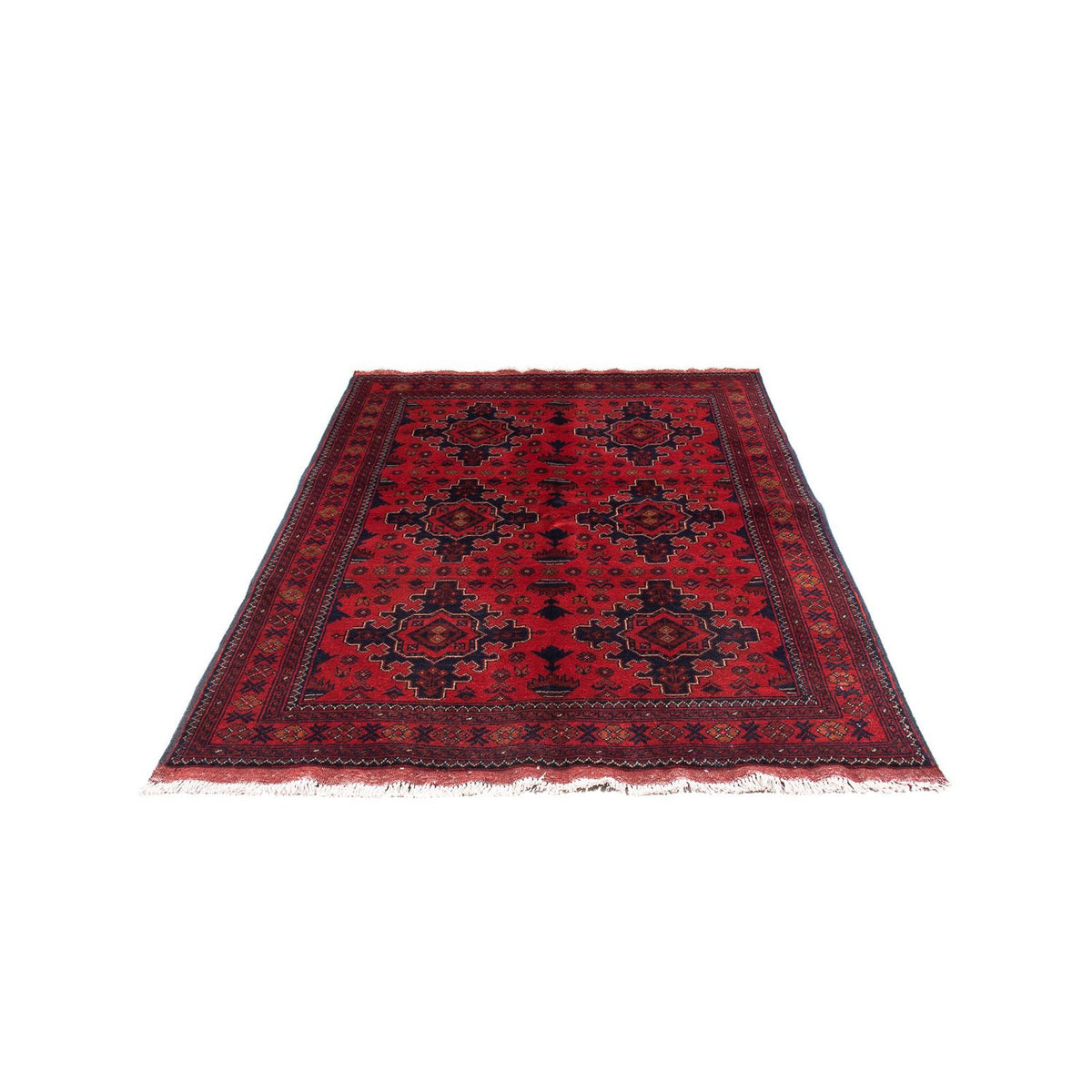 Afghansk tæppe - Kunduz - 192 x 128 cm - mørkerød