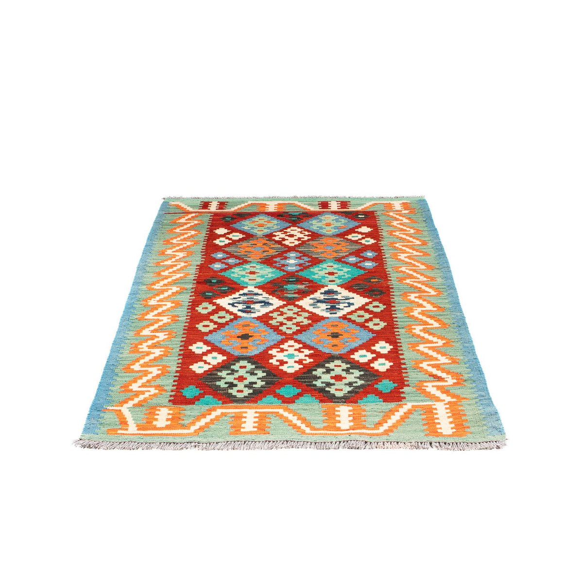 Kelim Carpet - Splash - 154 x 99 cm - mørkerød