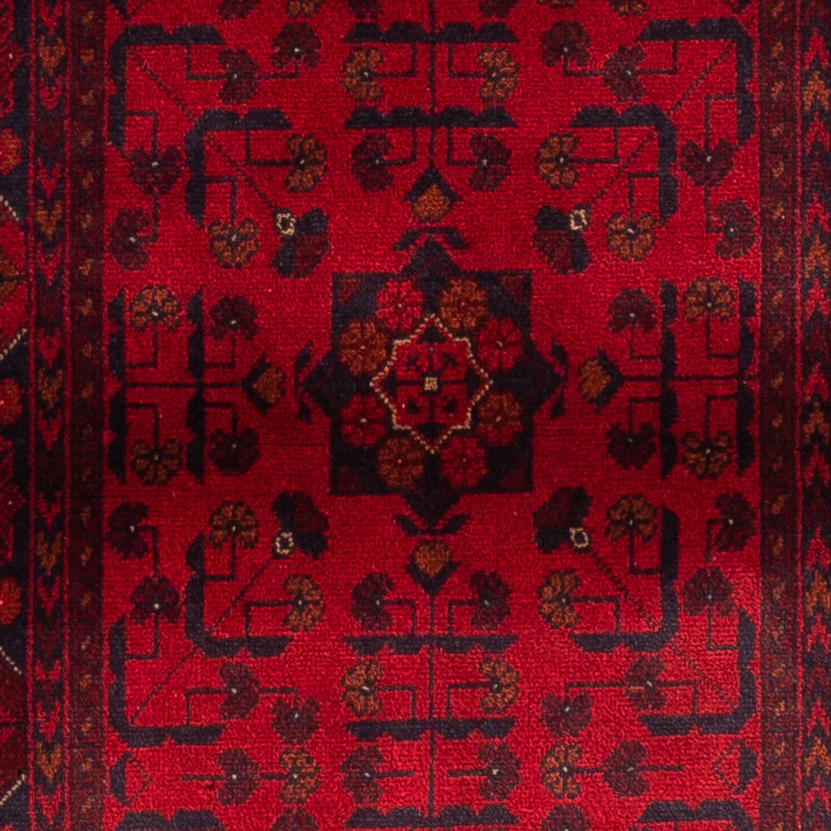 Løber Afghansk tæppe - Kunduz - 299 x 82 cm - mørkerød