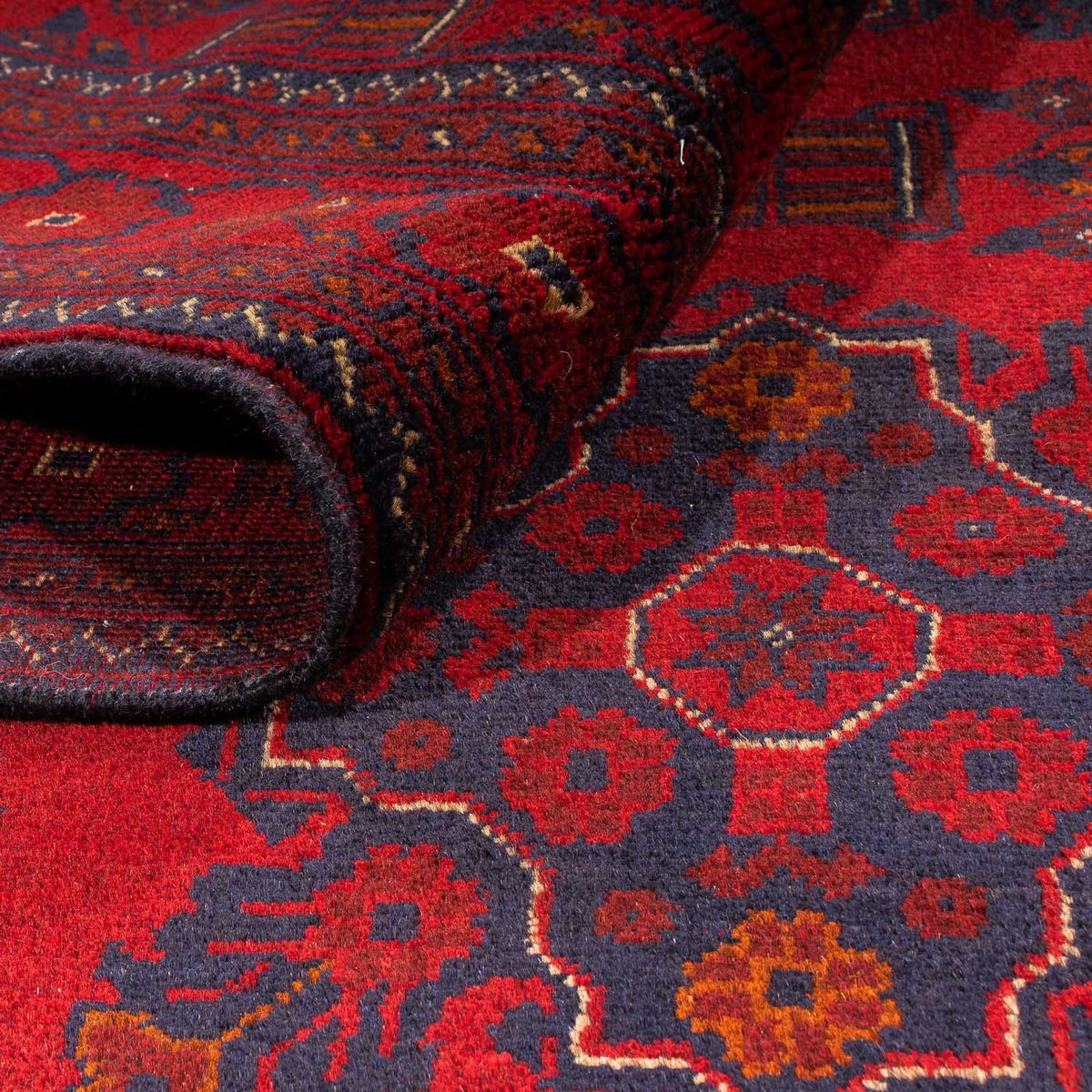 Afghansk tæppe - Kunduz - 219 x 126 cm - mørkerød