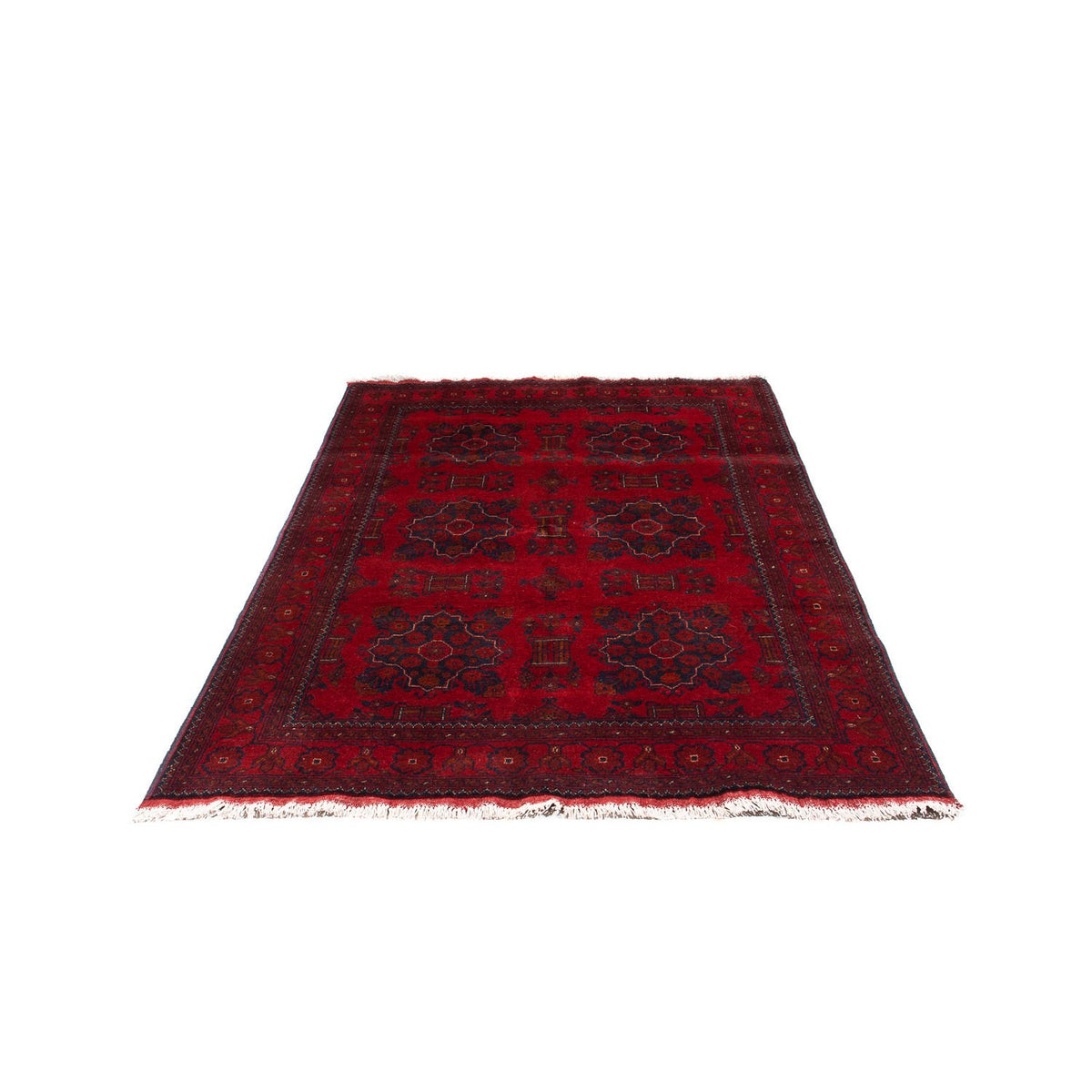 Afghansk tæppe - Kunduz - 219 x 126 cm - mørkerød