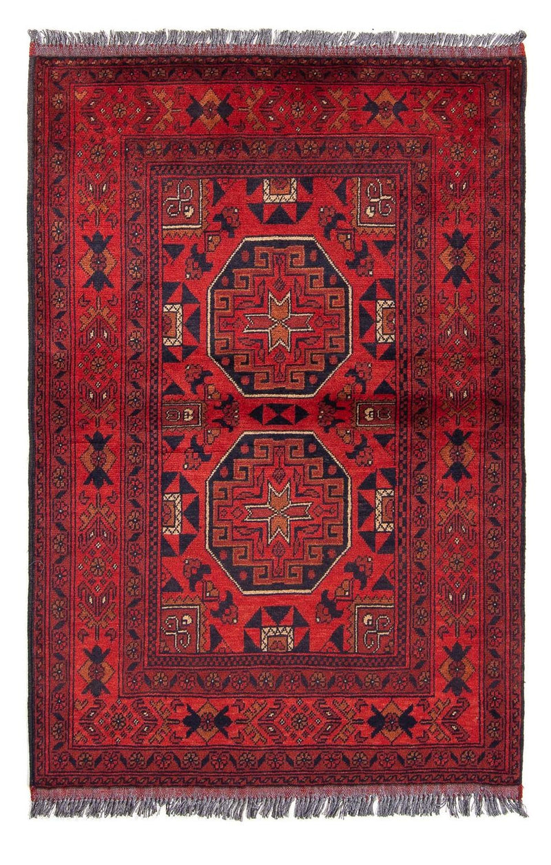 Afghansk tæppe - Kunduz - 146 x 102 cm - mørkerød