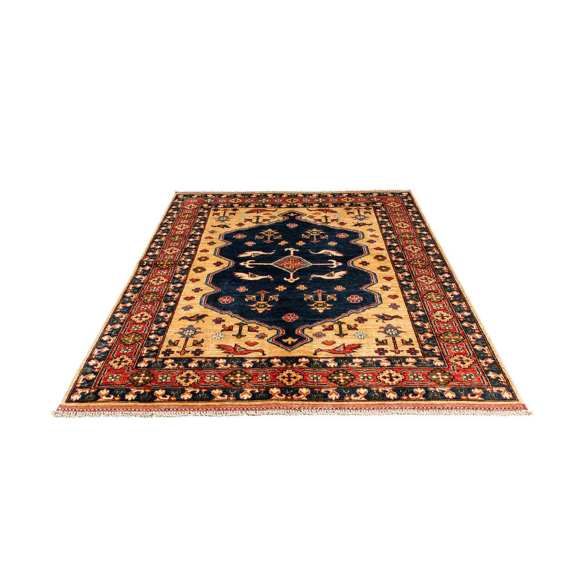 Afghansk tæppe - 200 x 152 cm - mørkeblå