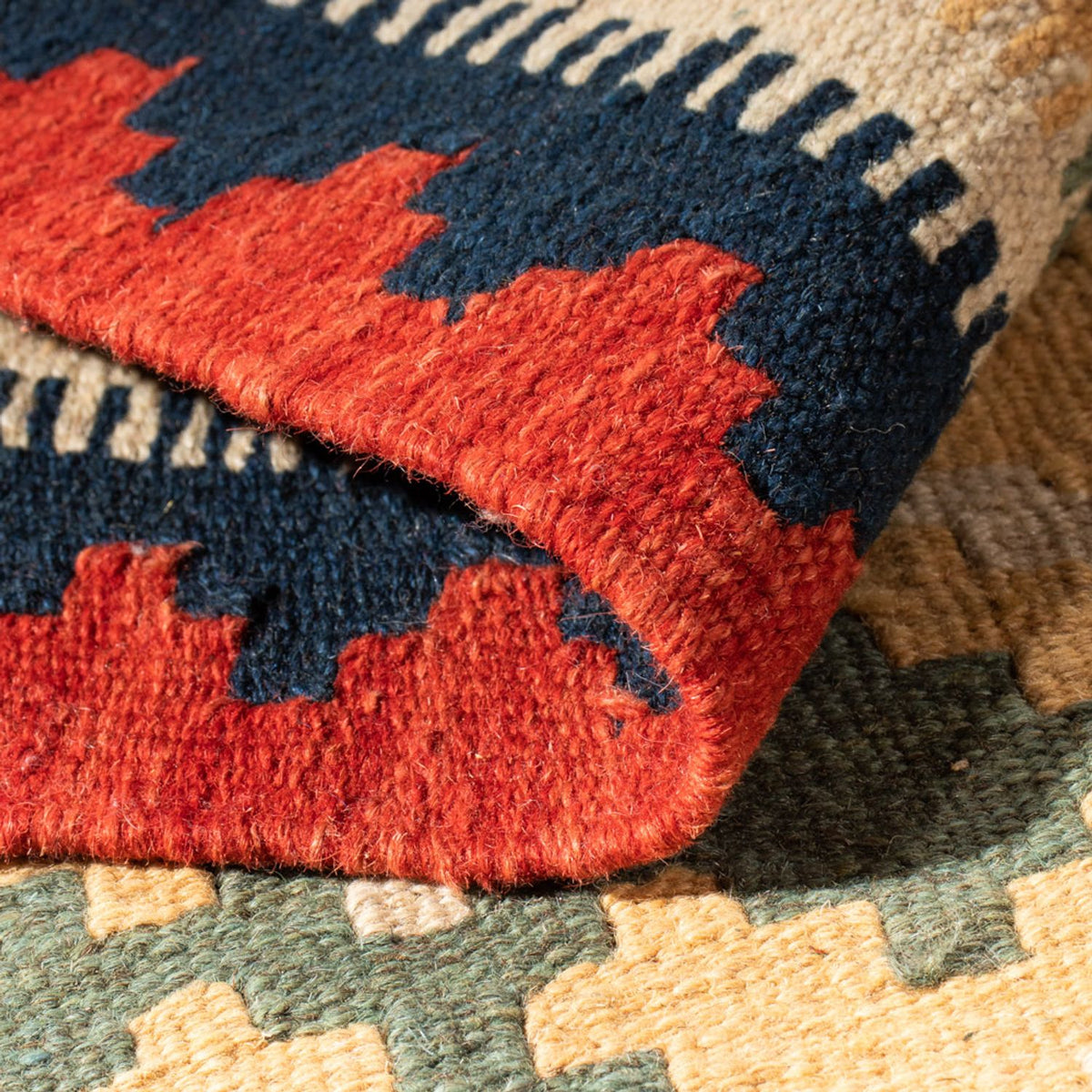 Kelim-tæppe - orientalsk - 93 x 63 cm - flerfarvet