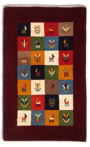 Gabbeh-tæppe - Persisk - 88 x 61 cm - flerfarvet