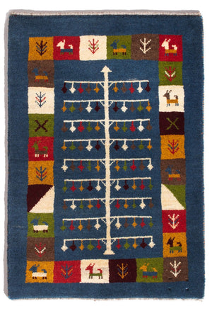 Gabbeh-tæppe - Persisk - 90 x 62 cm - flerfarvet