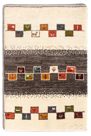 Gabbeh-tæppe - Persisk - 92 x 63 cm - flerfarvet