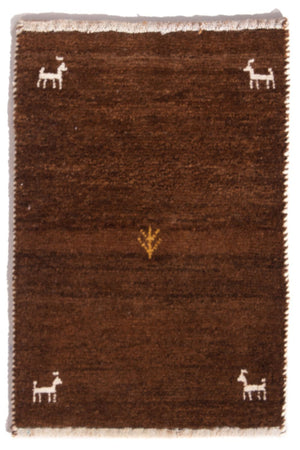 Gabbeh-tæppe - Persisk - 60 x 40 cm - mørk kamel