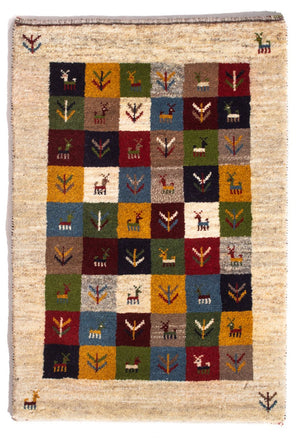 Gabbeh-tæppe - Persisk - 90 x 62 cm - flerfarvet