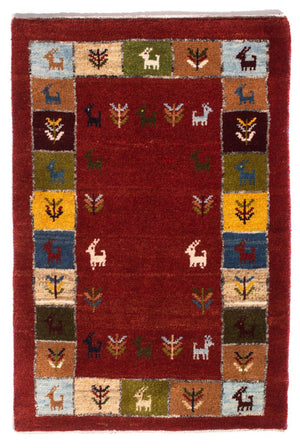 Gabbeh-tæppe - Persisk - 88 x 61 cm - flerfarvet